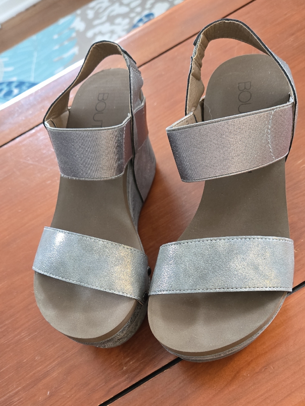 Pewter Wedge Sandals for Women